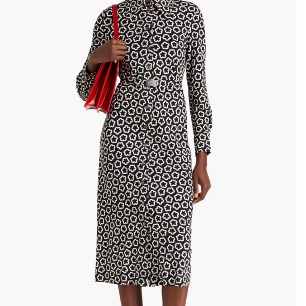 Tory Burch Stylish Black and White Patterned Buttoned Down Dress (original $698)